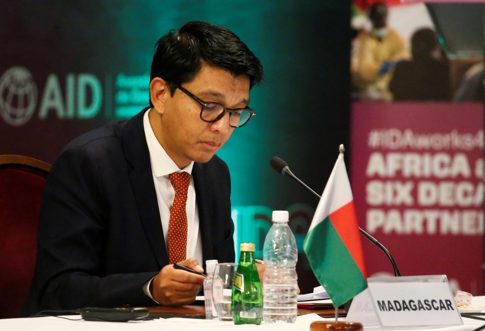 Madagascar's President Andry Rajoelina attends a meeting to discuss the 20th replenishment of the World Bank's International Development Association, in Abidjan, Ivory Coast July 15, 2021. REUTERS/Luc Gnago