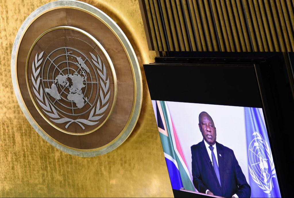 His Excellency President  @CyrilRamaphosa  delivering his Statement at the 76th United Nations General Debate.   #UNGA #BetterAfricaBetterWorld